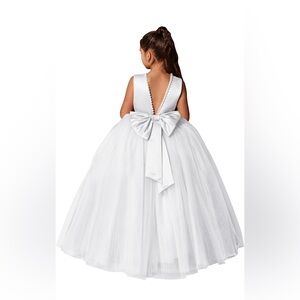Satin Tulle Flower Girls Dresses with Pearls & Bow-Knot
